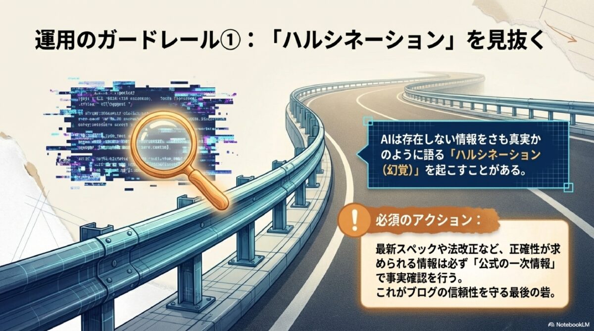 運用のガードレール①：「ハルシネーション」を見抜く